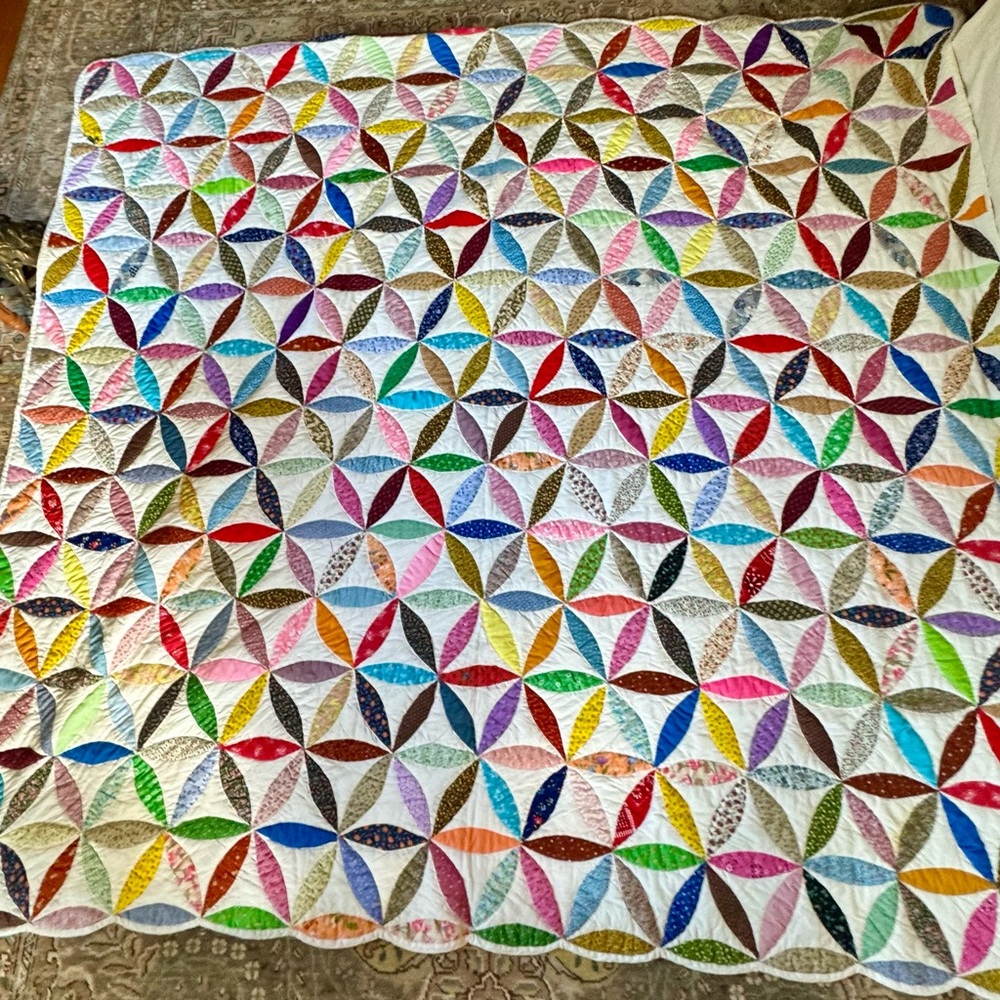 Vintage Feedsack Hand-Stitched Quilt